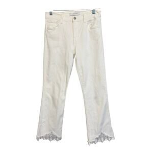 J Brand Lacey Frayed Jeans White 27